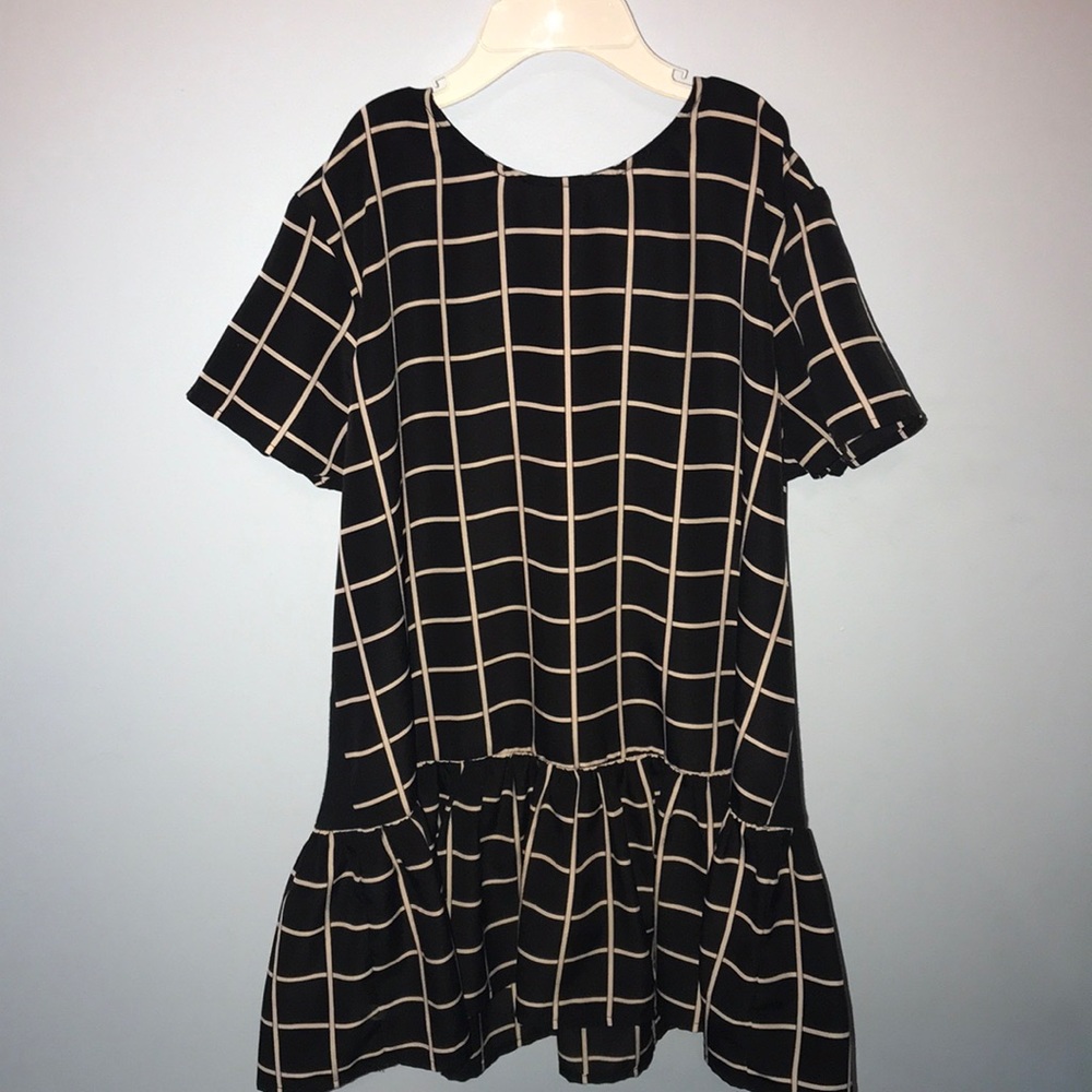 Black and White Striped Ruffled Blouse